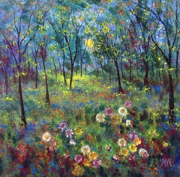 bosque flores decoración del jardín paisaje arte de la pared naturaleza paisaje Pinturas al óleo